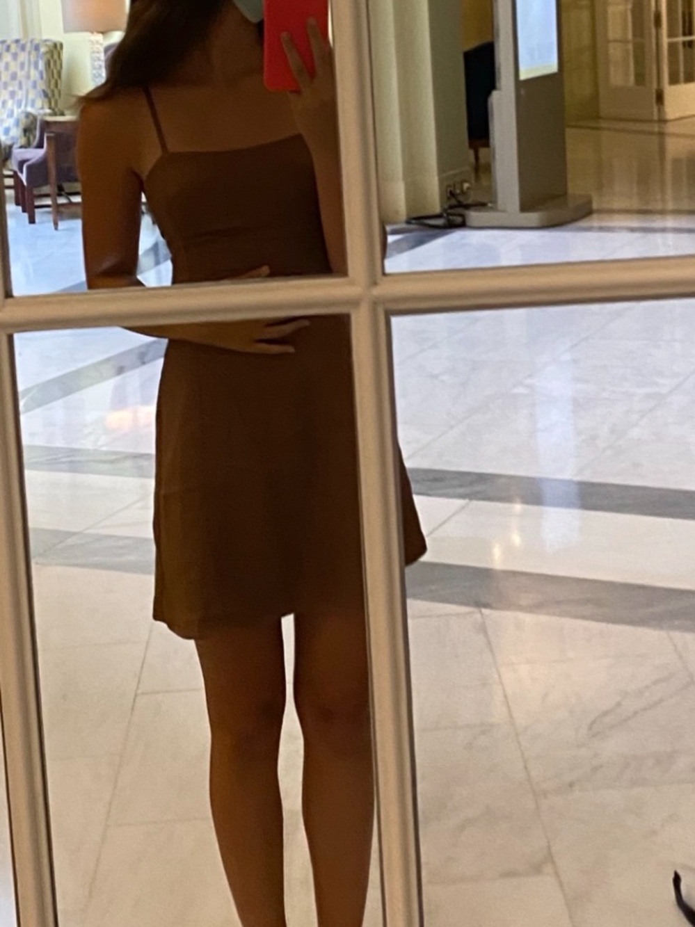 Brown Spaghetti Strap Mini Dress